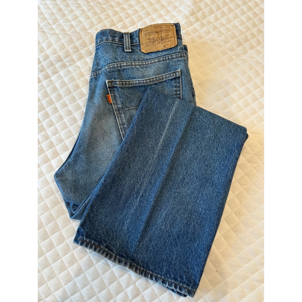 Vintage Levis 517 Orange Tab Jeans Mens 34x31 Made in USA Bootcut 20517-0217
